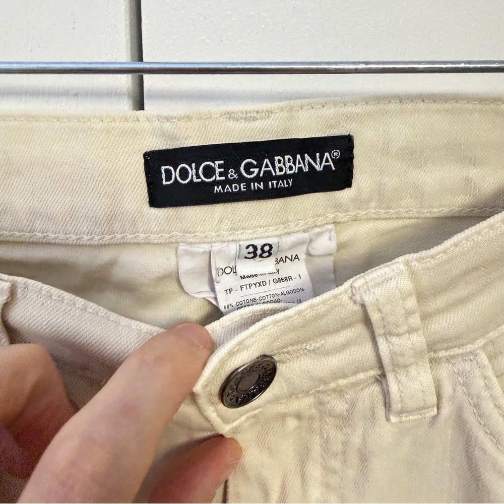 Dolce Gabbana Girly Jeans Vintage Y2K Cream Denim IT 38 US 2 - Picture 5 of 5